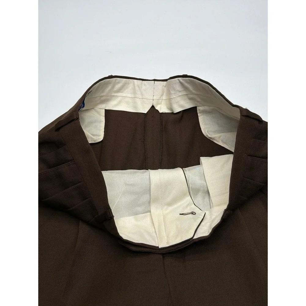 Monsieur by Givenchy Vintage Brown Double Pleated Cuffed Dress‎ Pants Mens 36R